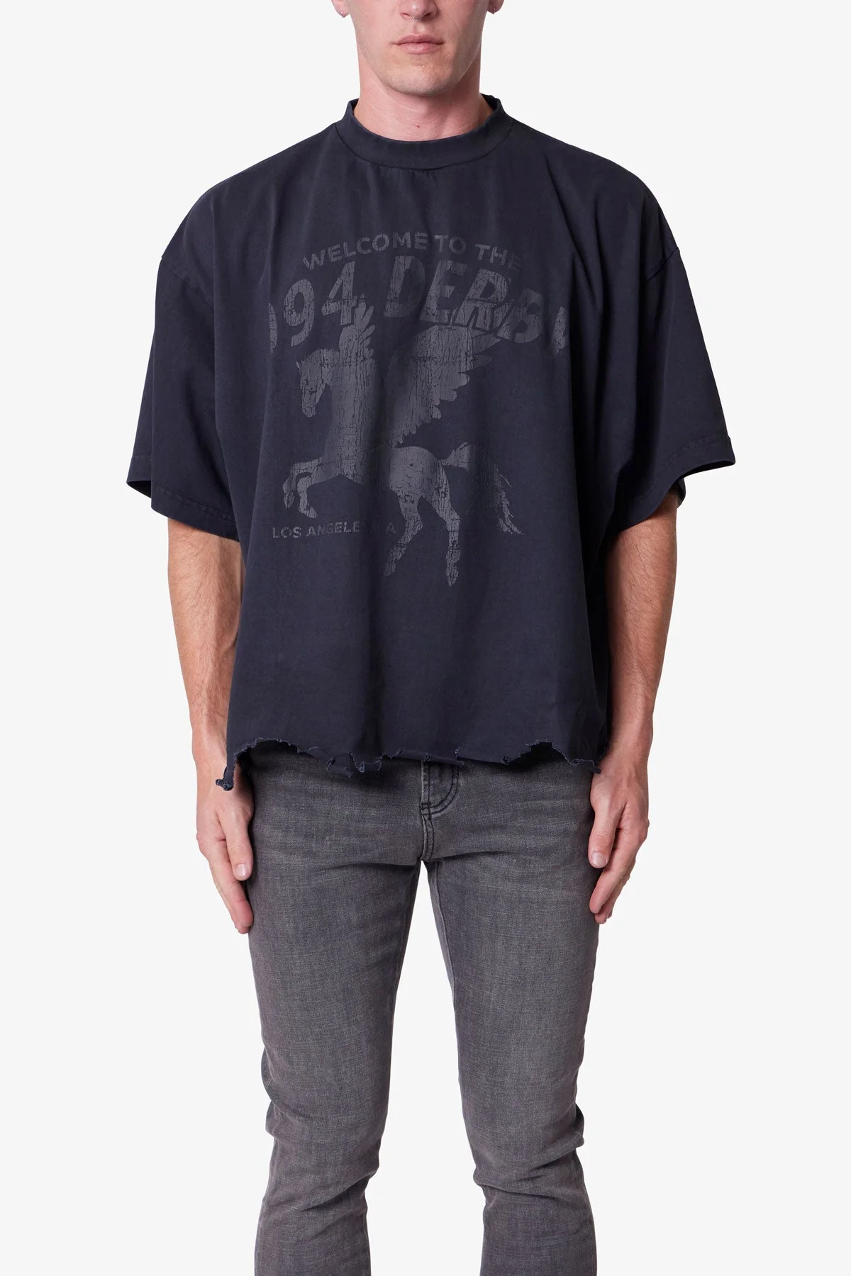 Moth Eaten Cropped Tee - Black - Image 2