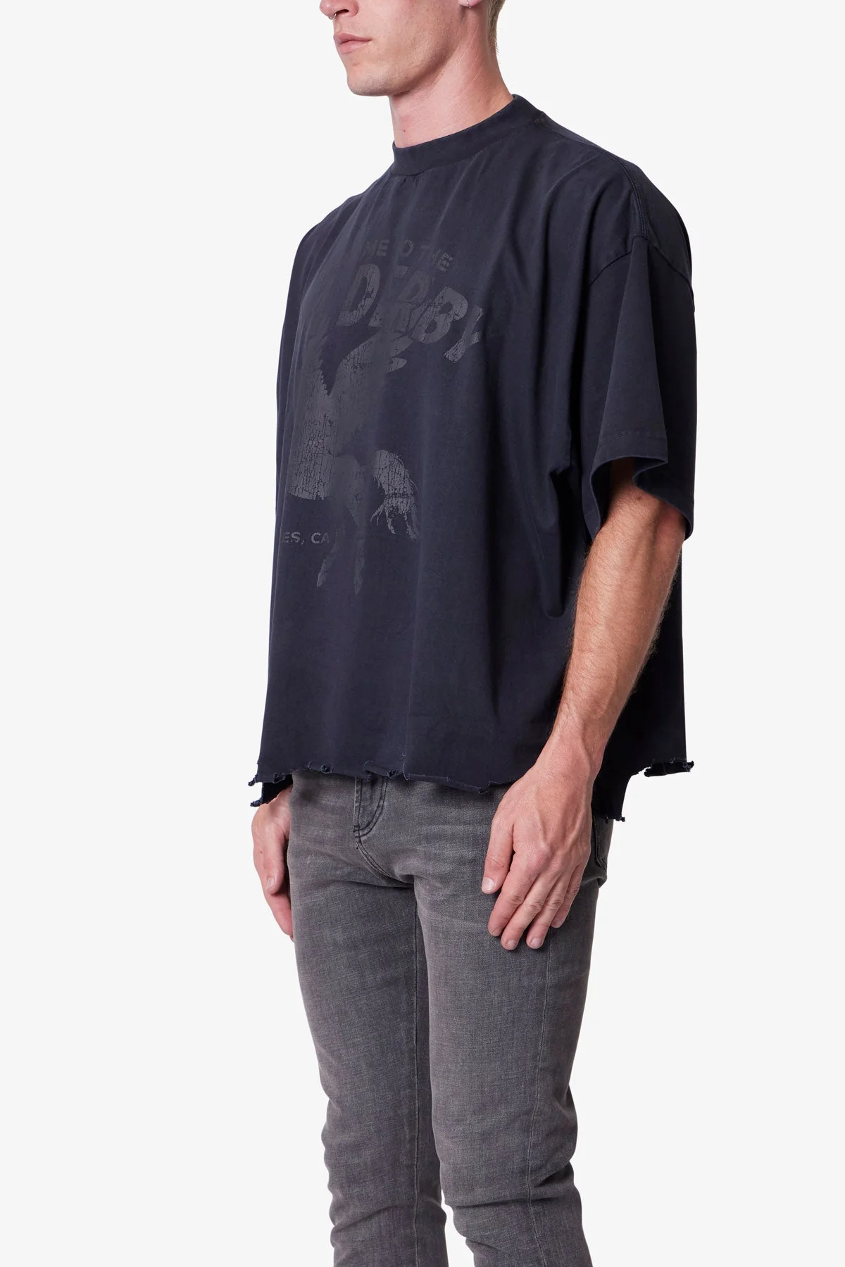 Moth Eaten Cropped Tee - Black - Image 3