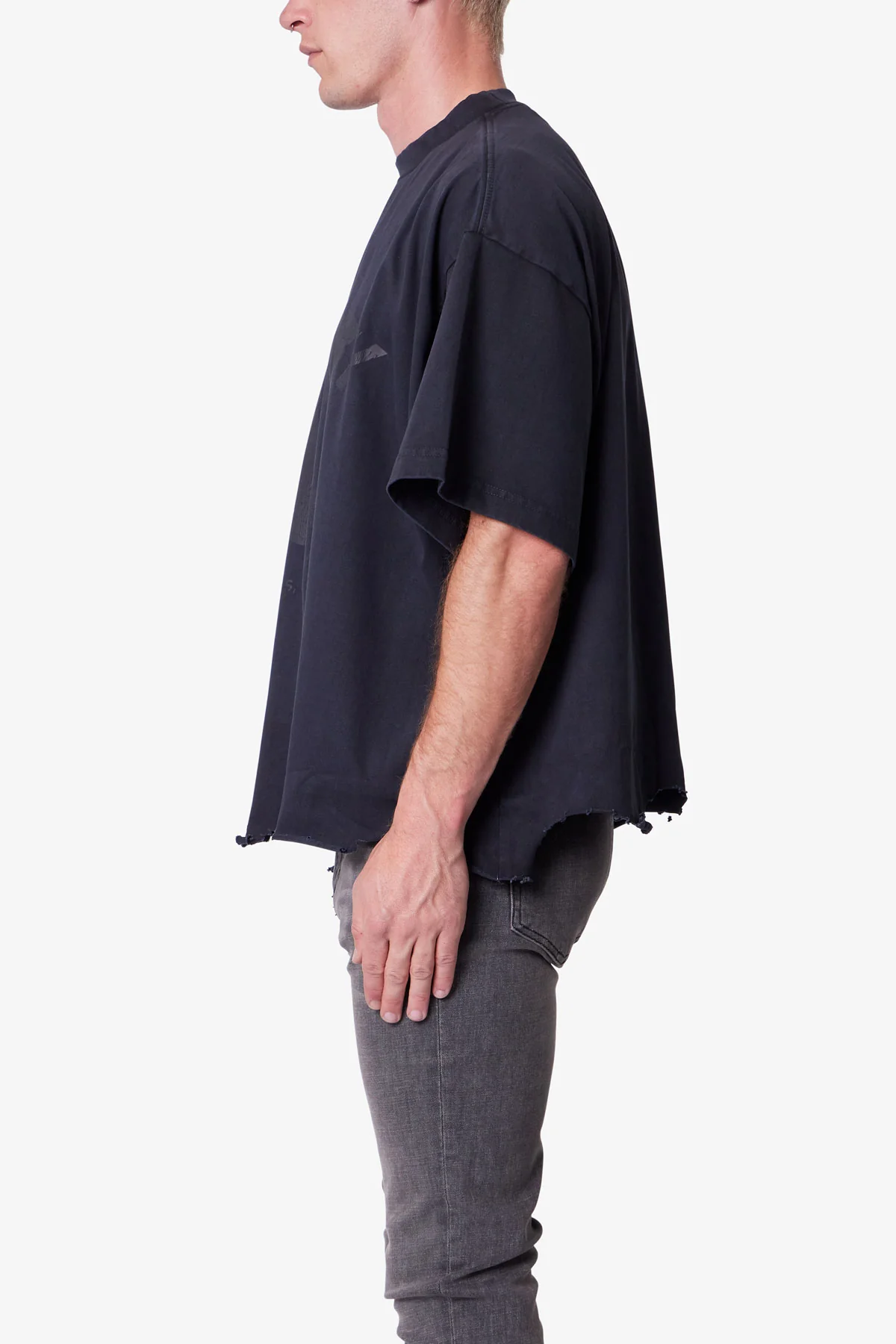 Moth Eaten Cropped Tee - Black - Image 4