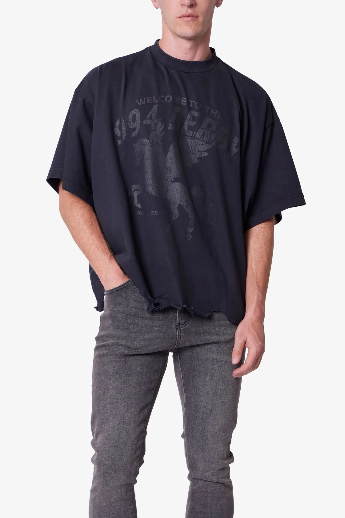 Moth Eaten Cropped Tee - Black - Image 6