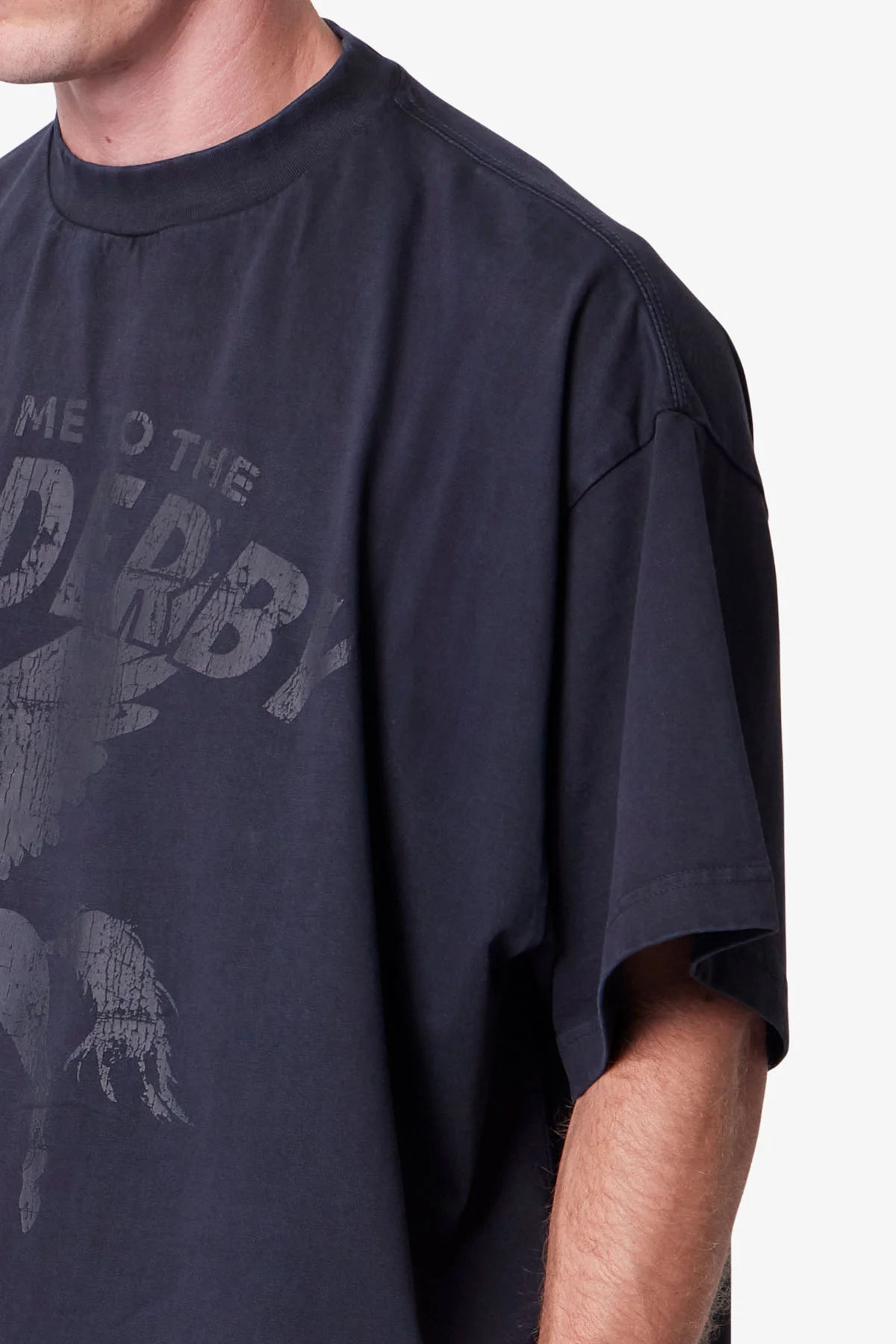 Moth Eaten Cropped Tee - Black - Image 7