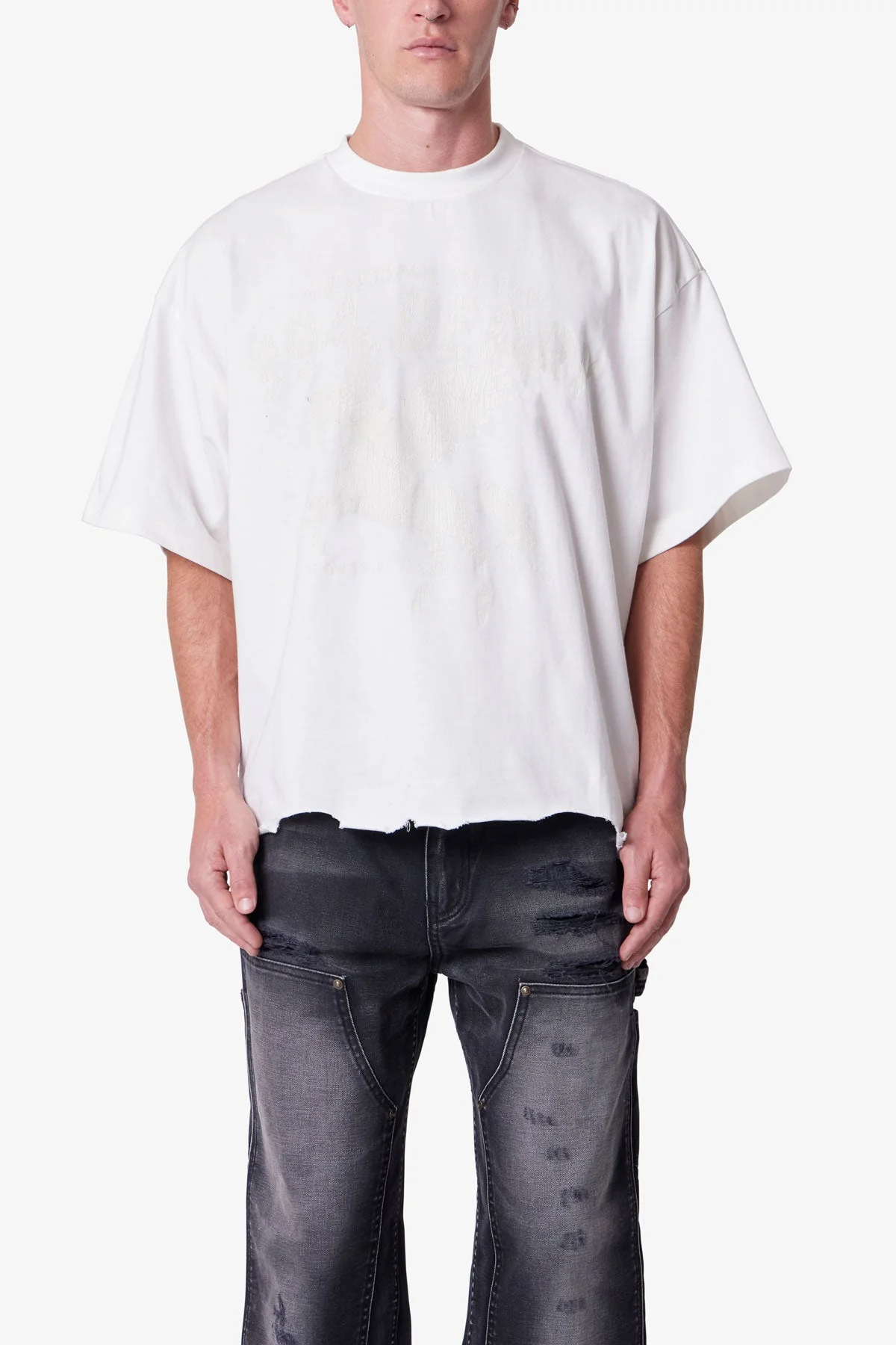 Moth Eaten Cropped Tee - White - Image 2