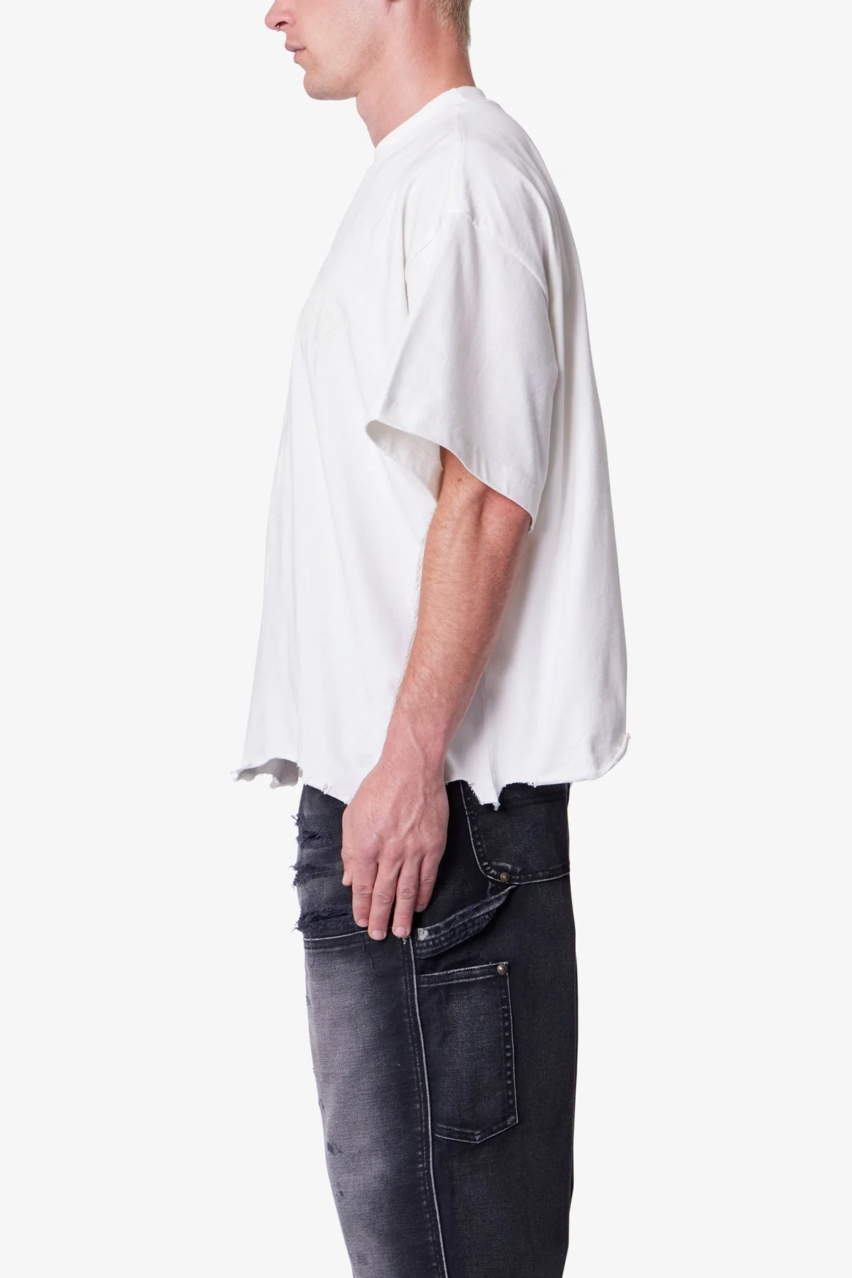 Moth Eaten Cropped Tee - White - Image 4
