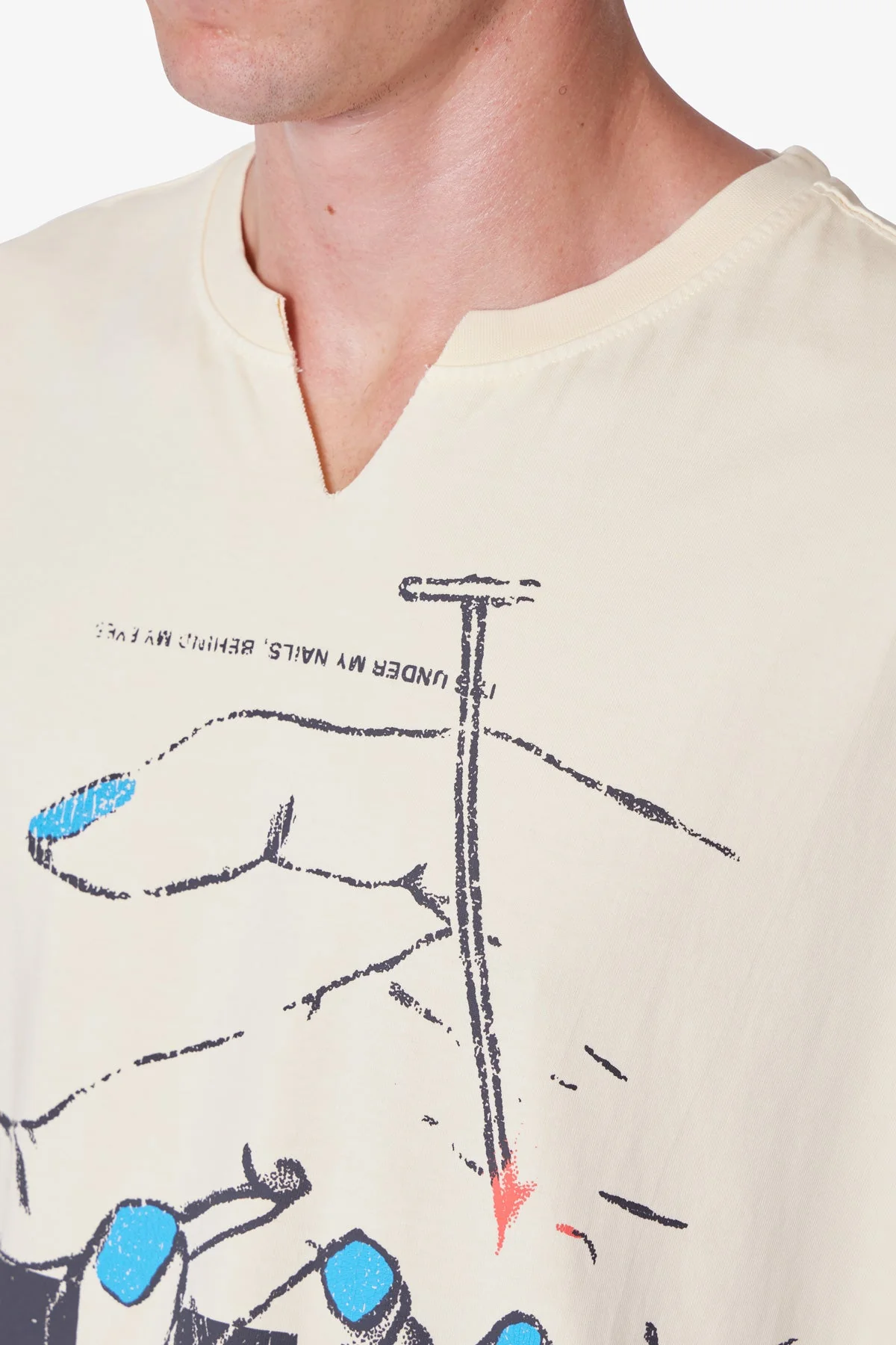 Nail Printed Cut Off Tee - Antique White - Image 8