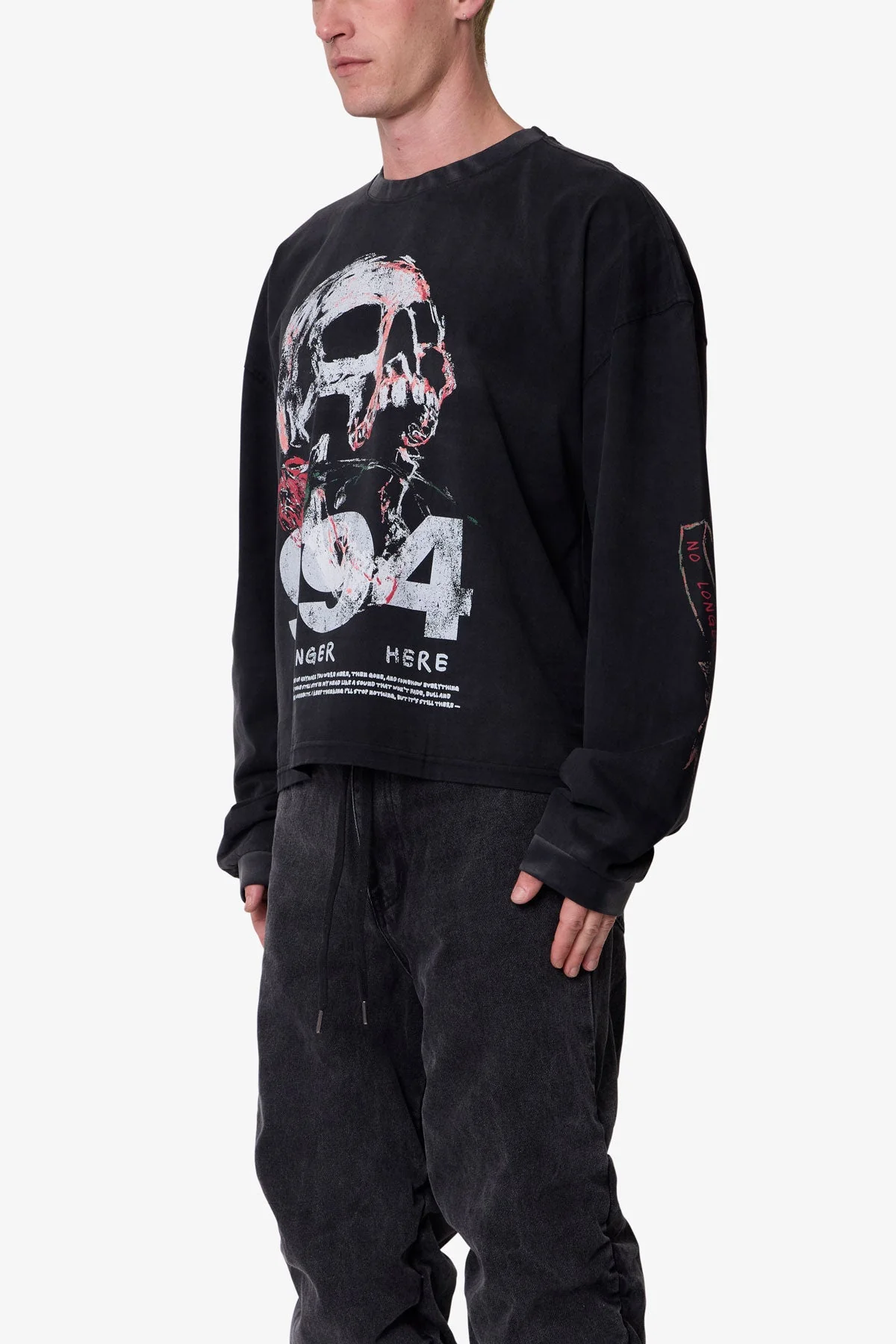 No Longer Here L/S Tee - Black - Image 3