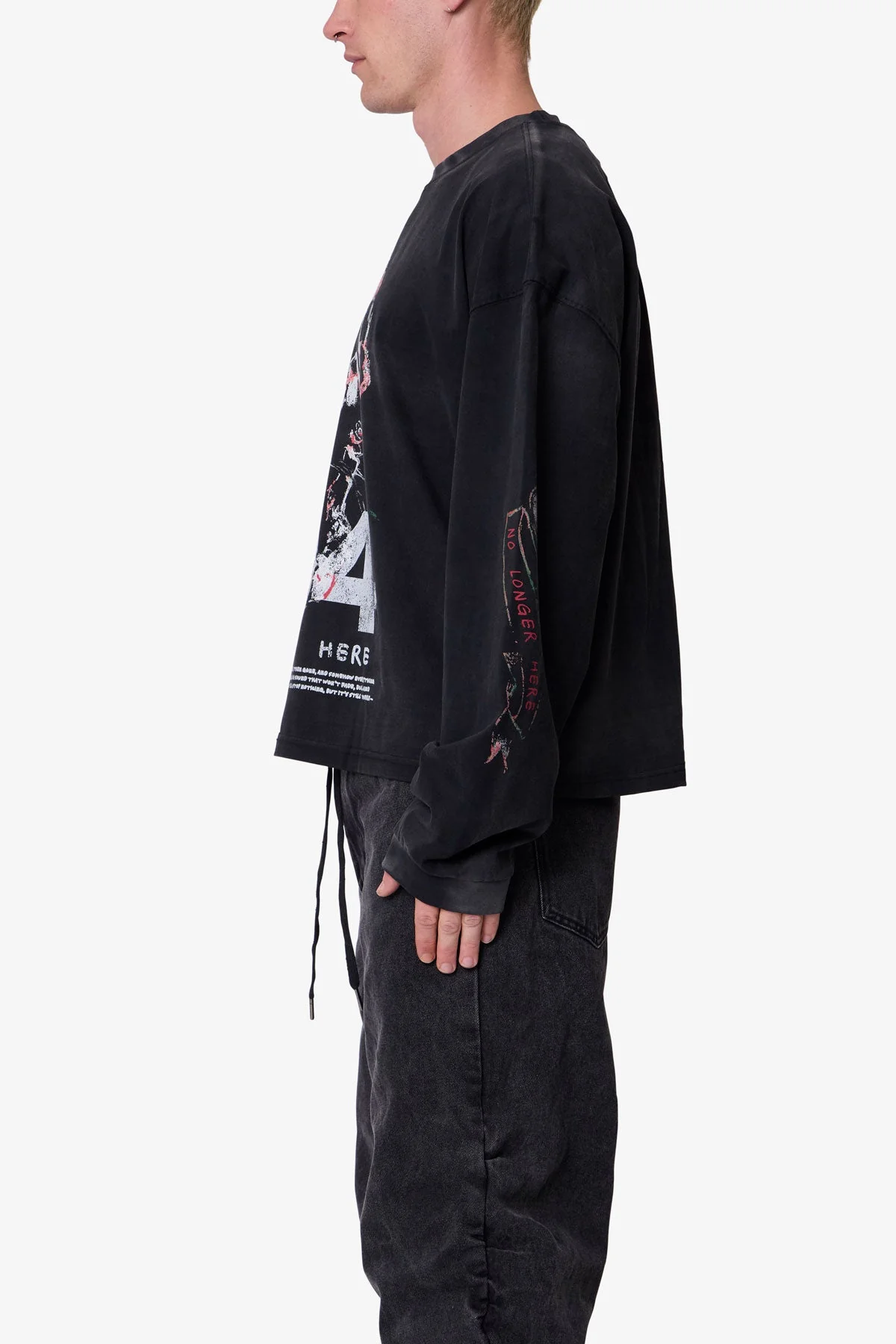 No Longer Here L/S Tee - Black - Image 4