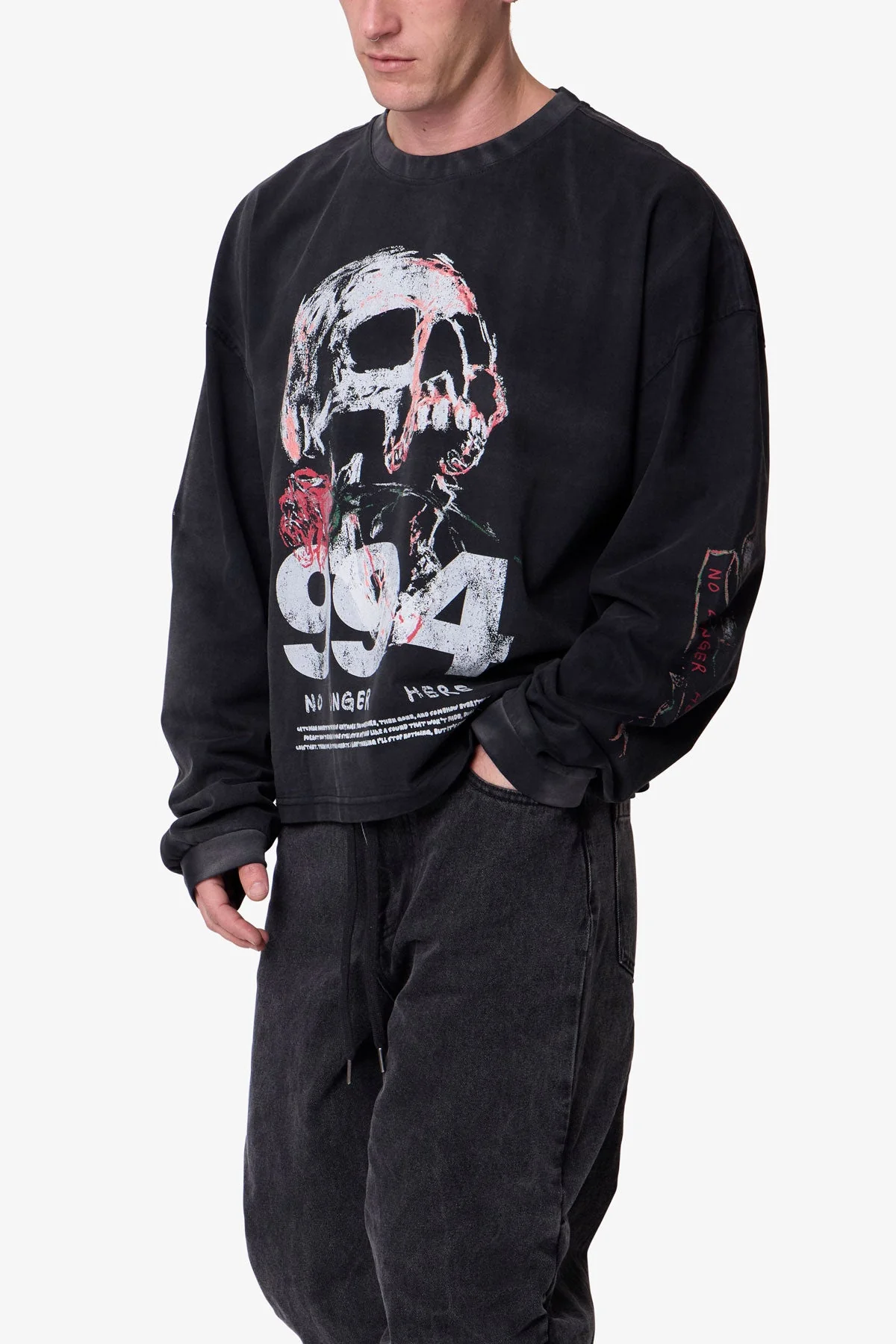 No Longer Here L/S Tee - Black - Image 6
