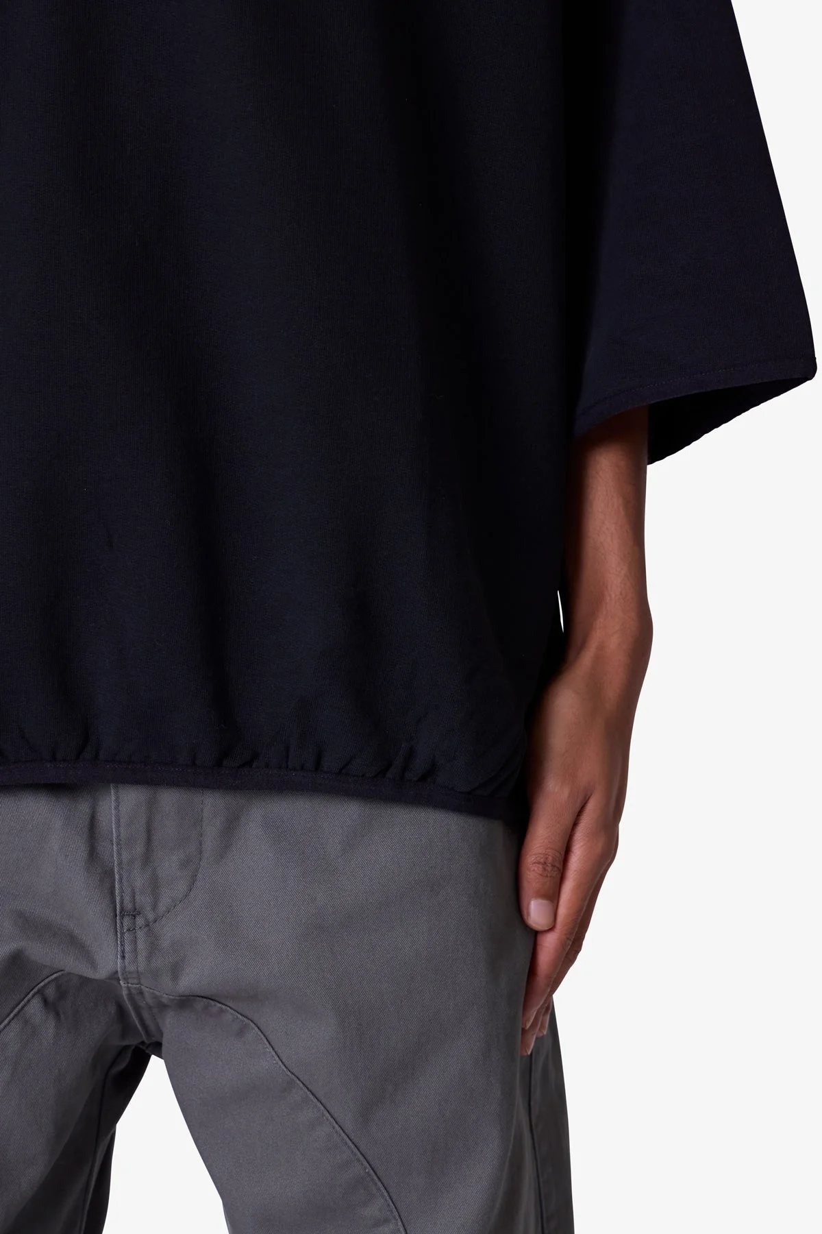 Oversized Knit Polo S/S Shirt - Black - Image 7