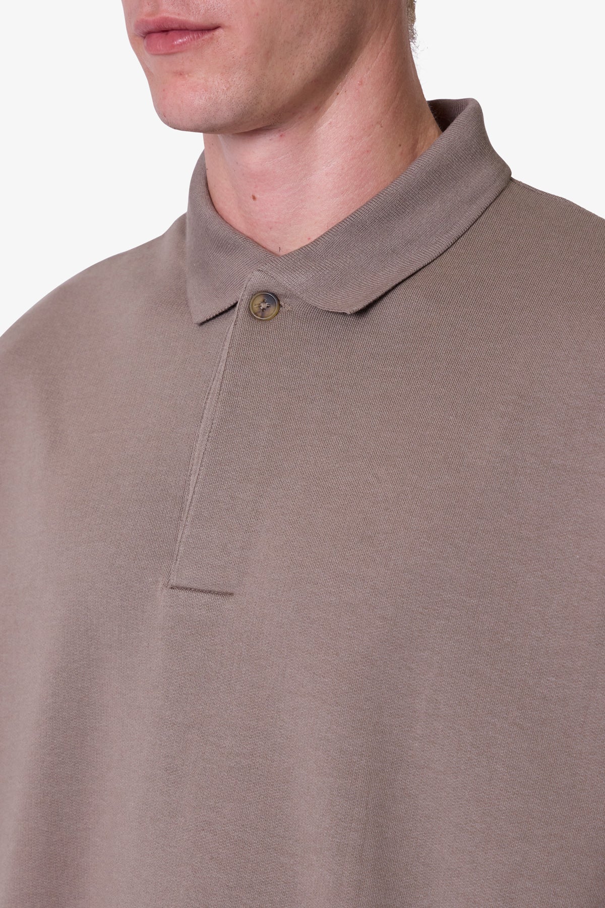 Oversized Knit Polo S/S Shirt - Bone - Image 9