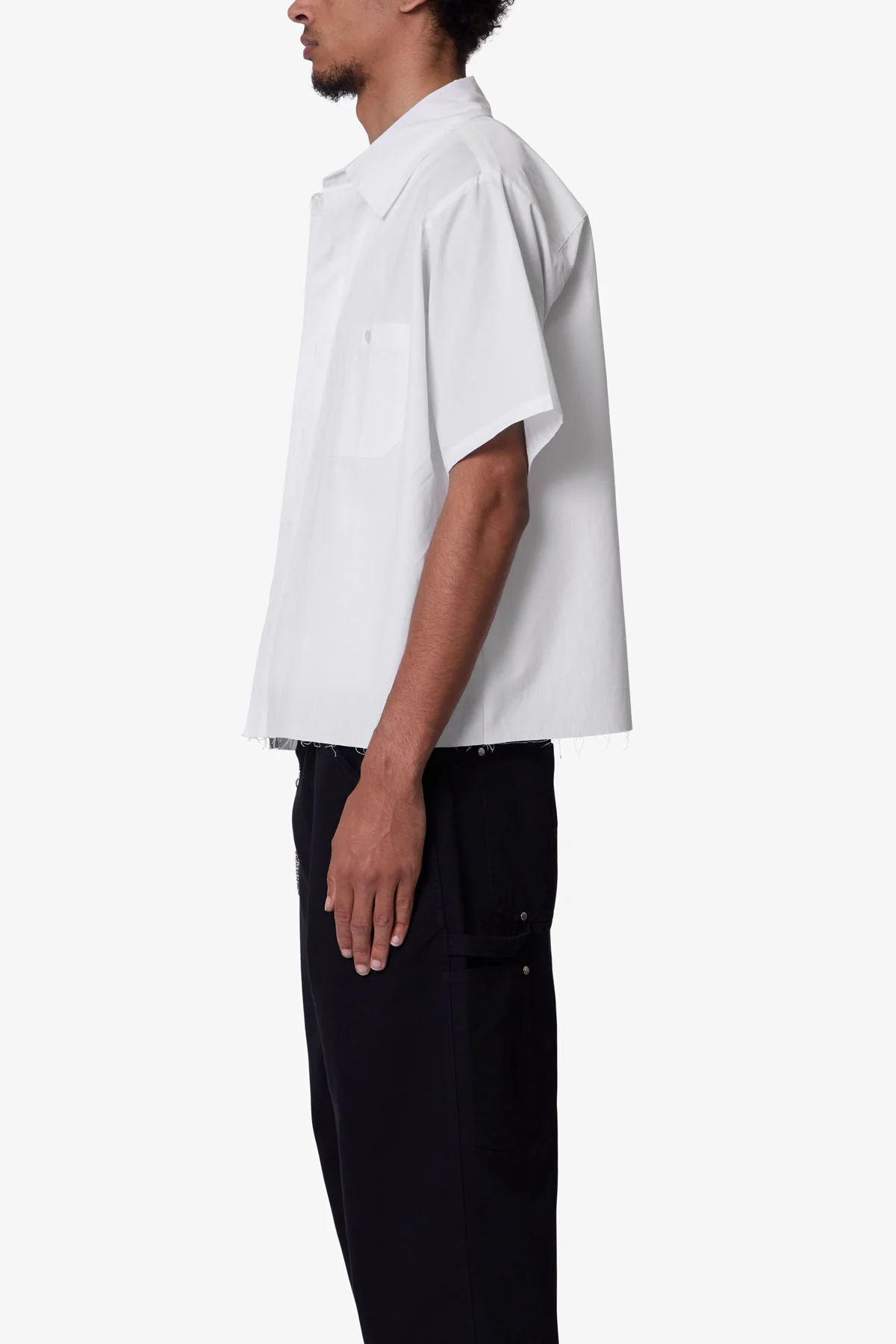 Poplin Cropped S/S Shirt - White - Image 4