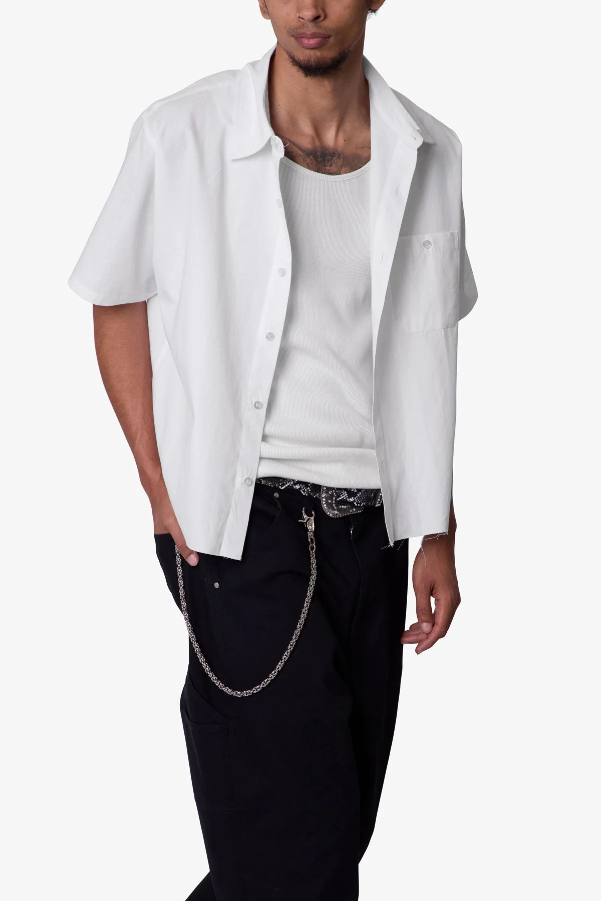 Poplin Cropped S/S Shirt - White - Image 7