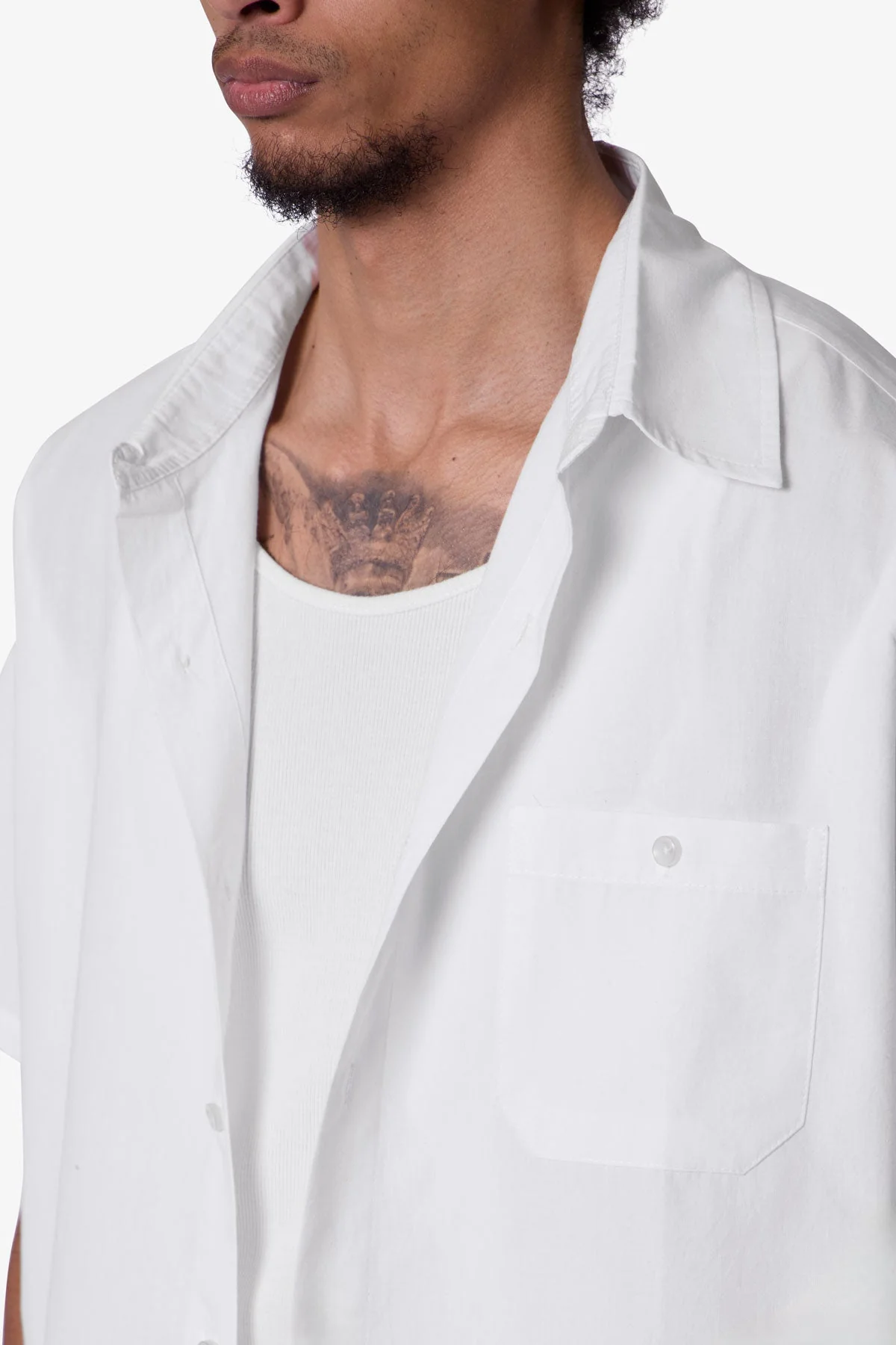 Poplin Cropped S/S Shirt - White - Image 8