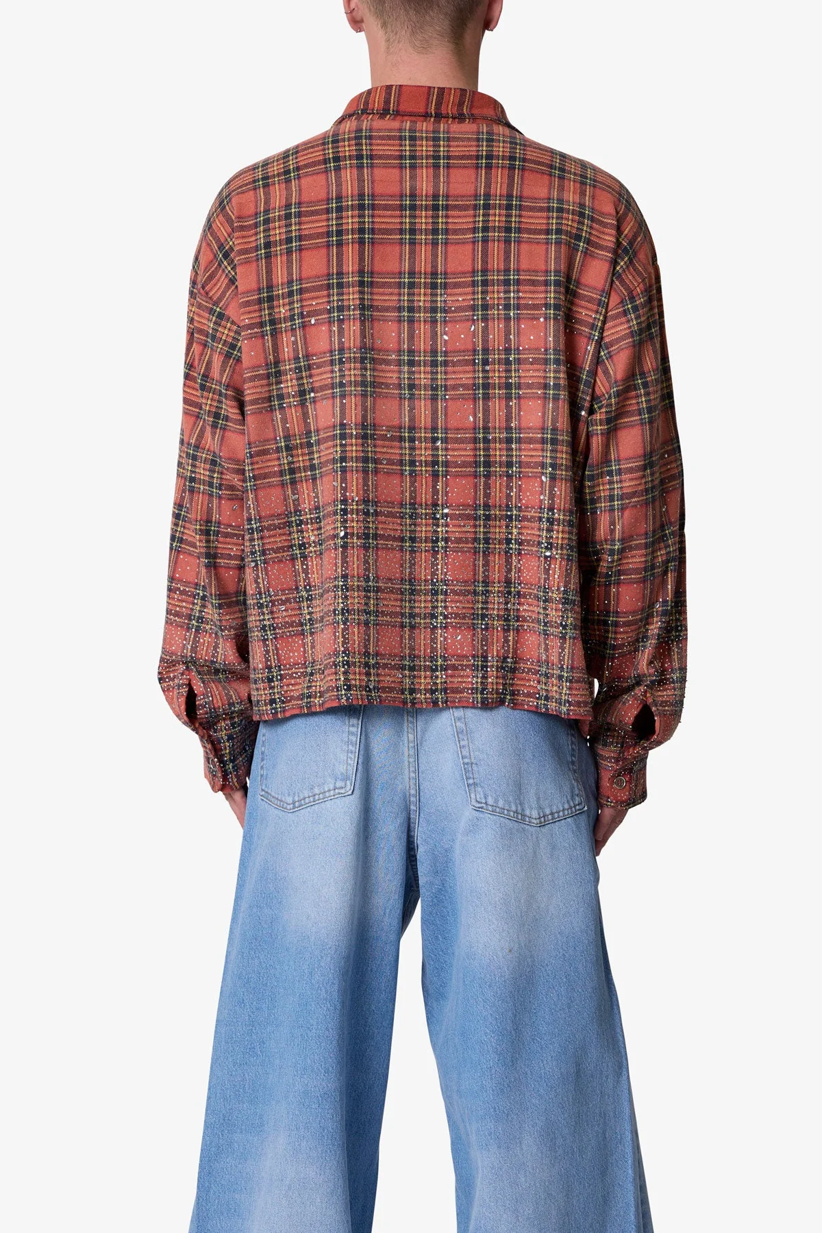 Rhinestone Flannel Shirt - Red - Image 5