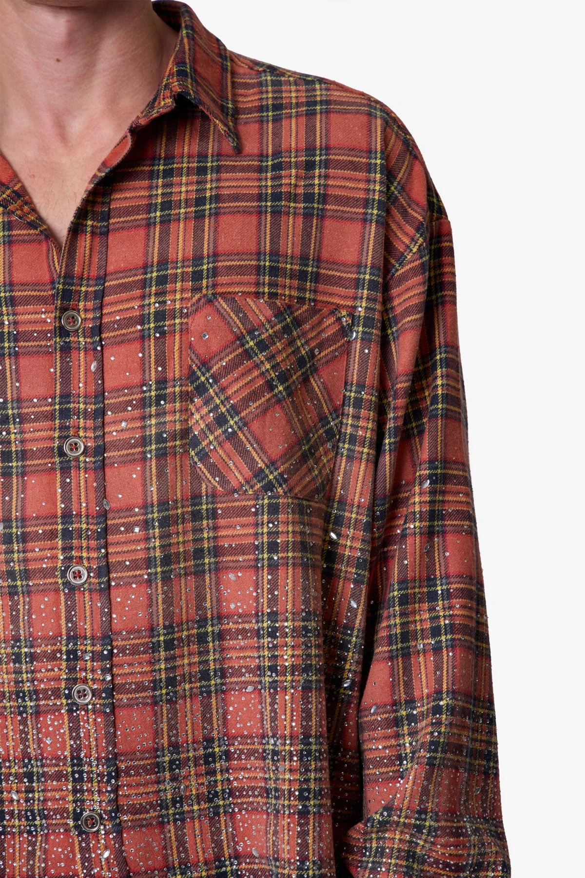 Rhinestone Flannel Shirt - Red - Image 7