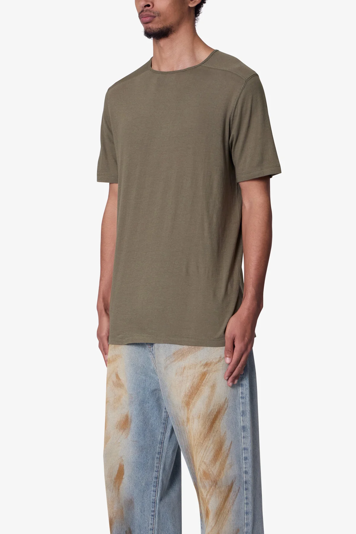 Sheer Crewneck Tee - Olive - Image 3