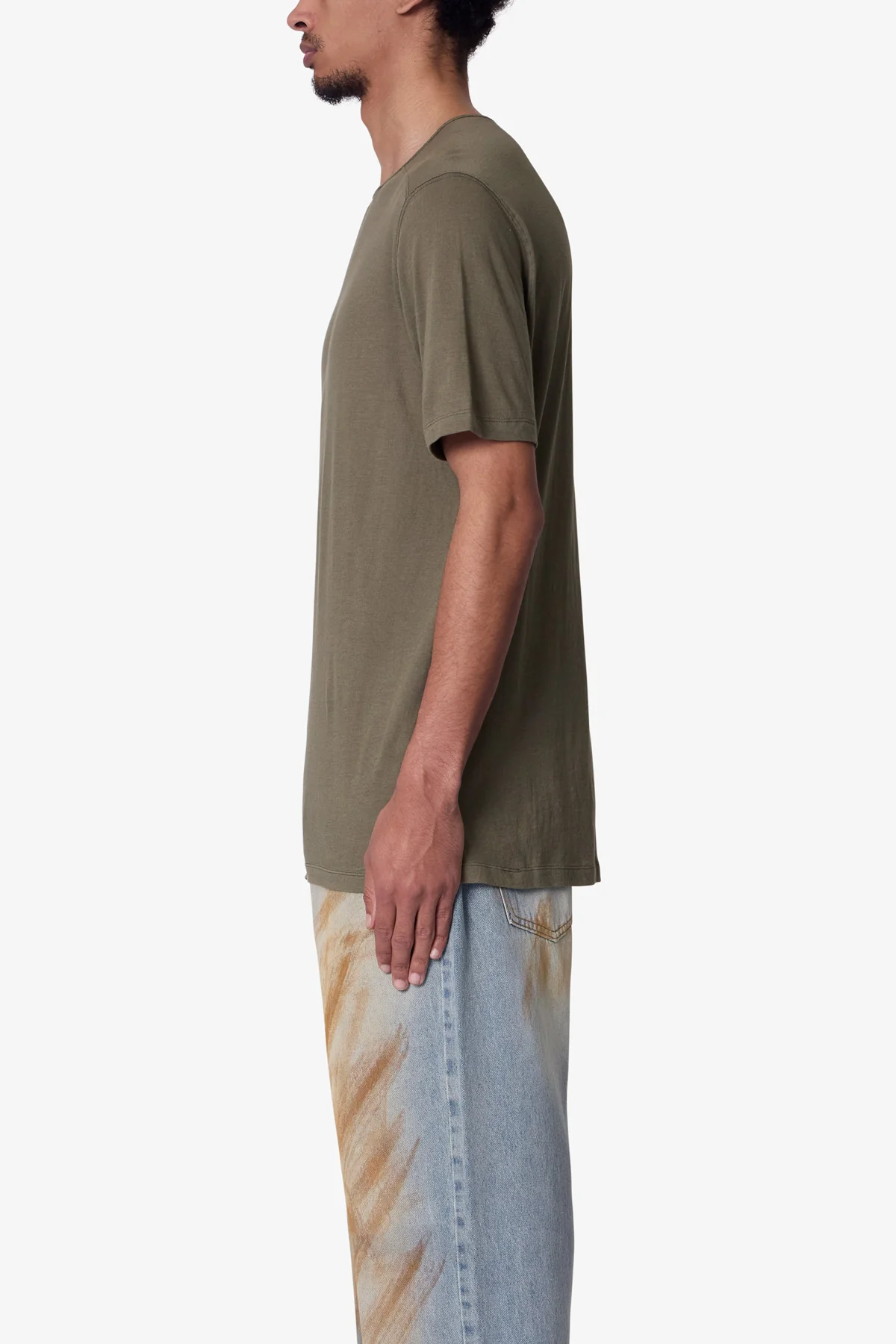 Sheer Crewneck Tee - Olive - Image 4