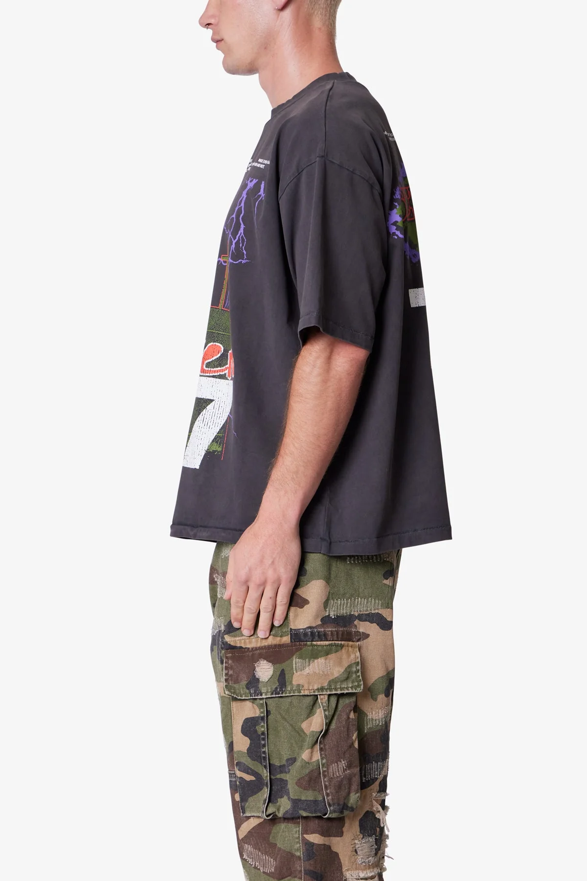 Snake 747 Printed Tee - Washed Black - Image 4