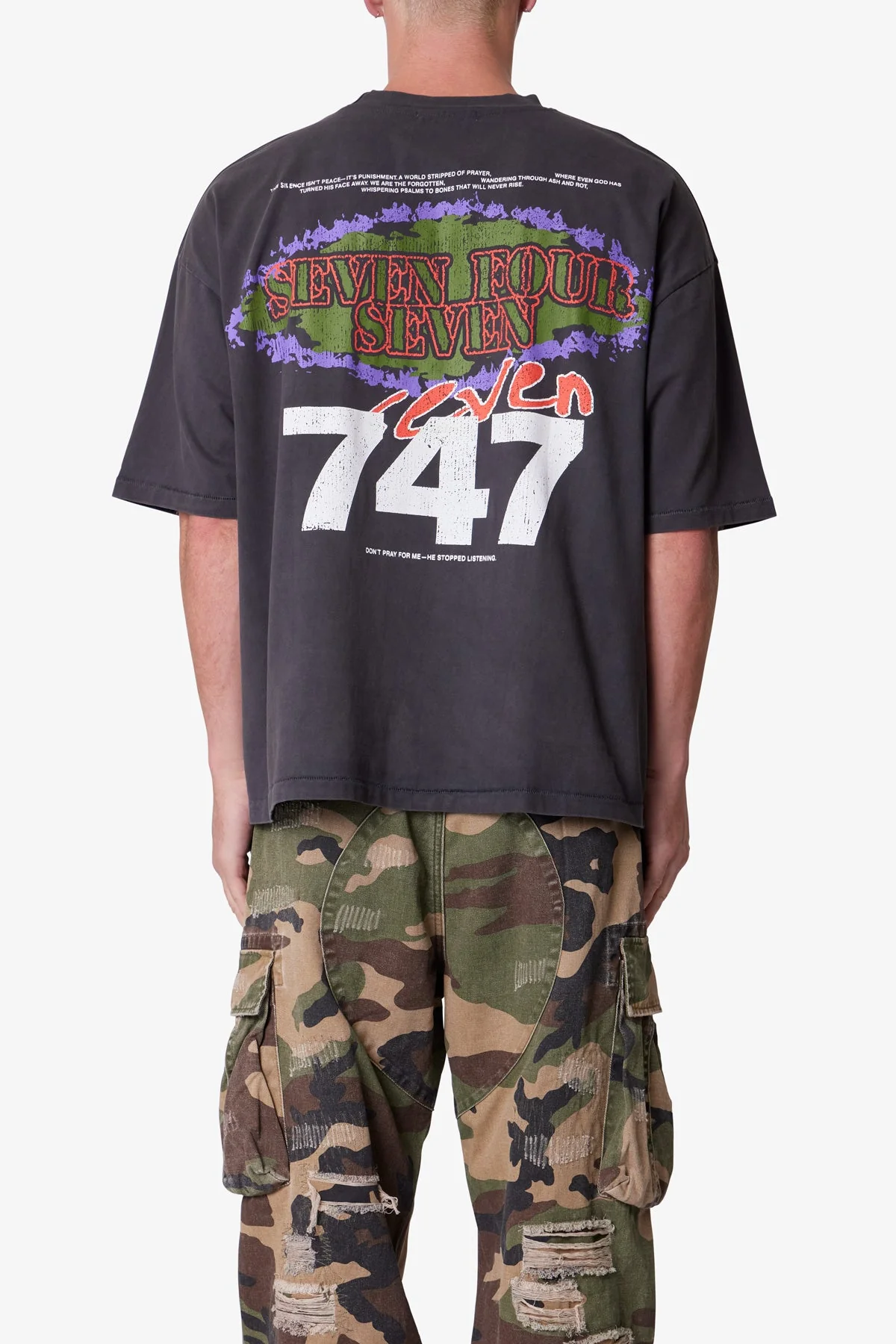 Snake 747 Printed Tee - Washed Black - Image 5