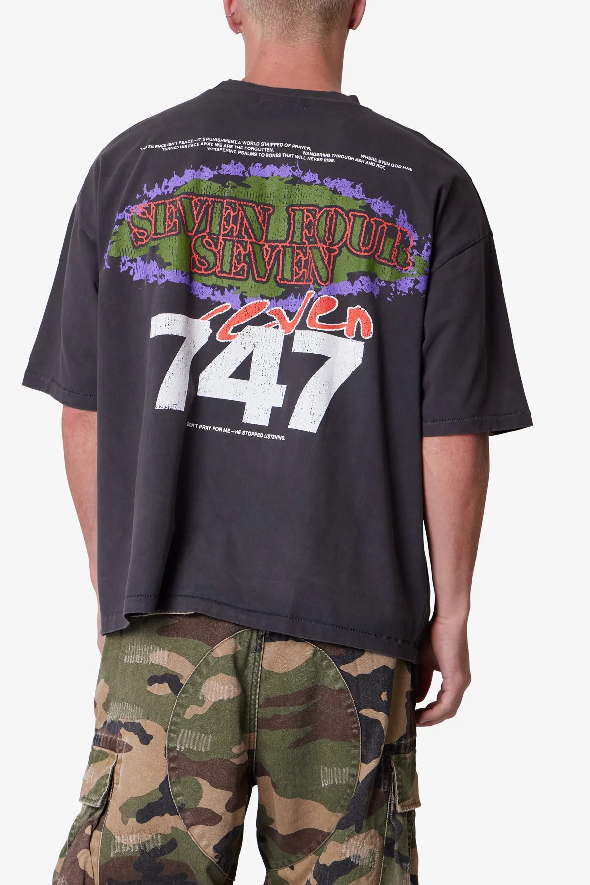 Snake 747 Printed Tee - Washed Black - Image 7