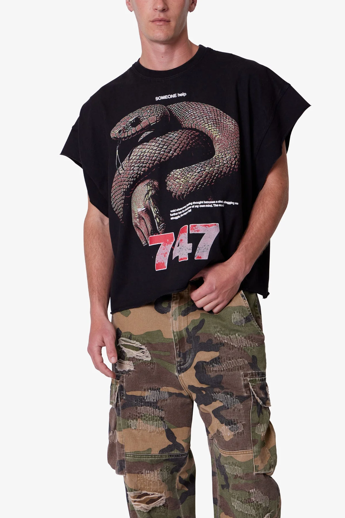 Snake Cutoff Tee - Vintage Black - Image 6