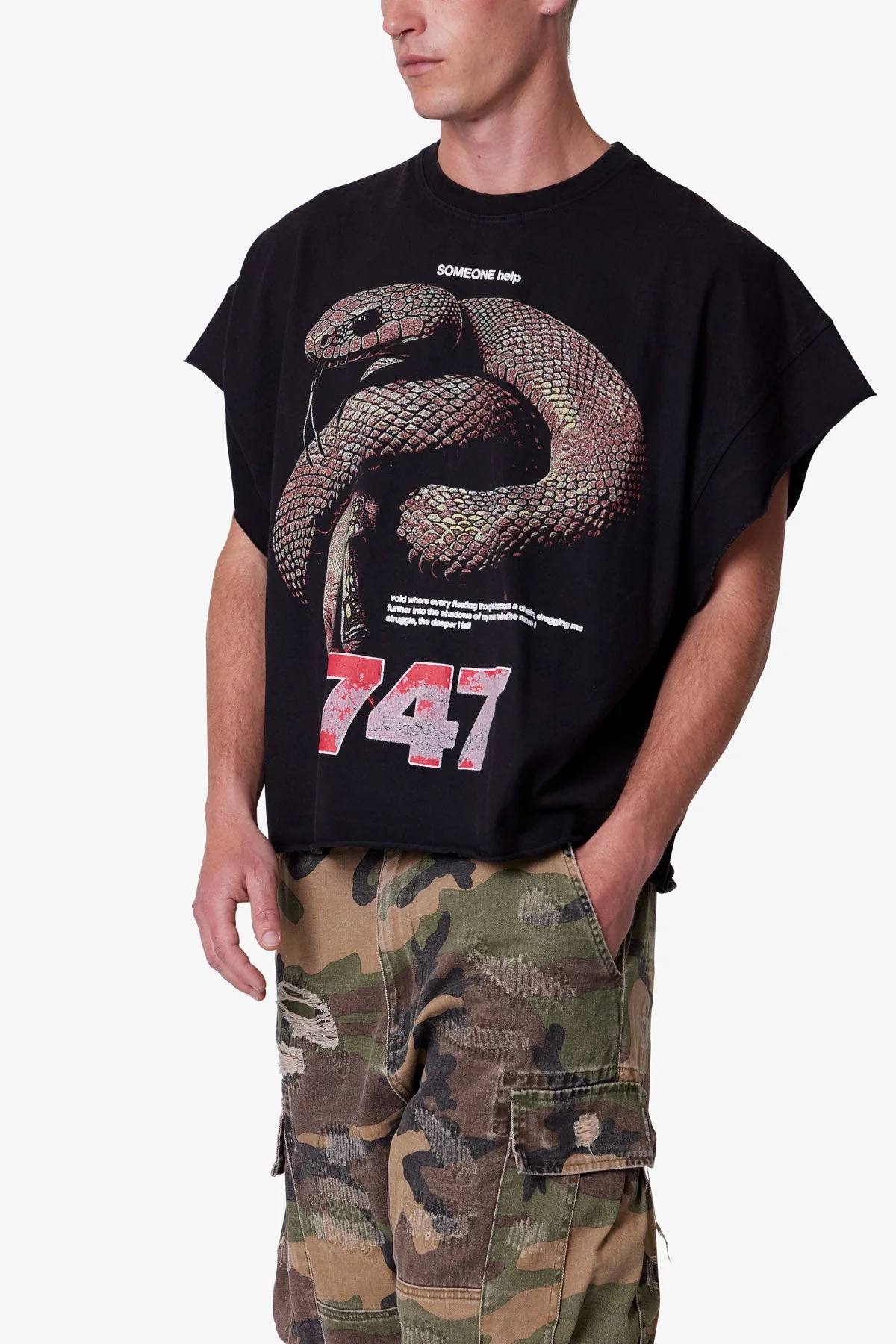 Snake Cutoff Tee - Vintage Black - Image 7