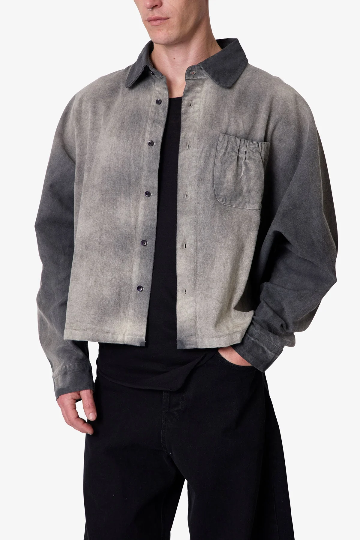 Spray Denim L/S Shirt - Washed Black - Image 6