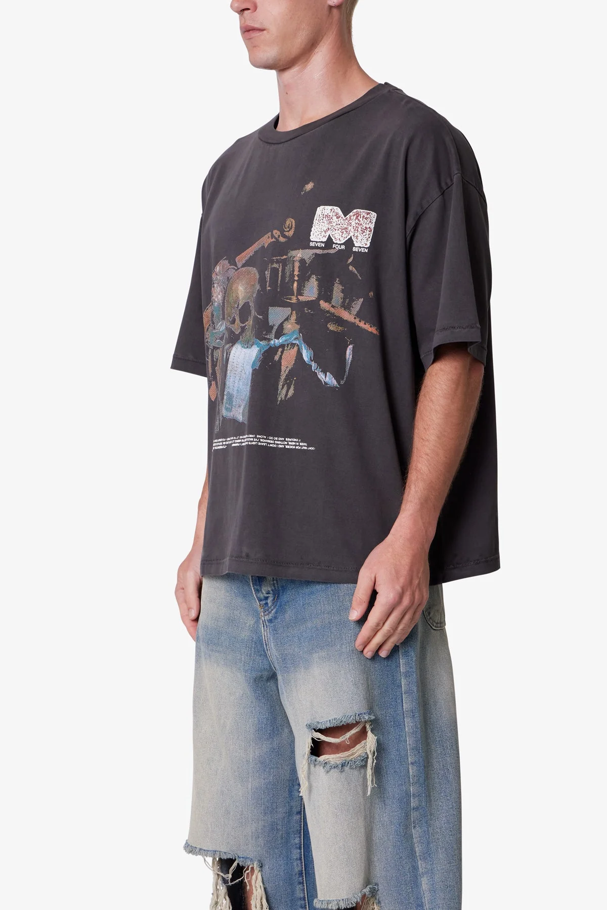Still Life Printed Tee - Washed Black - Image 3