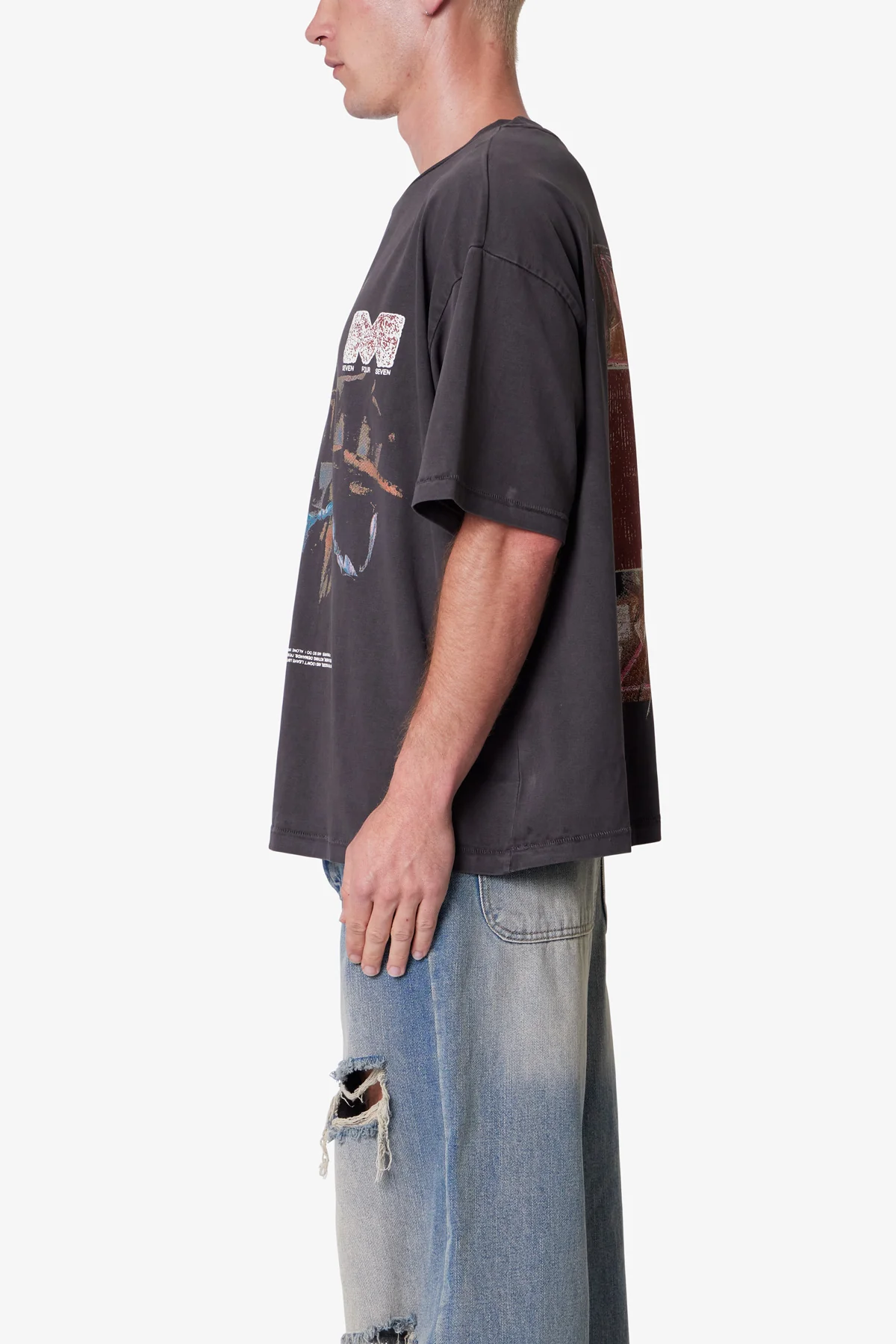 Still Life Printed Tee - Washed Black - Image 4