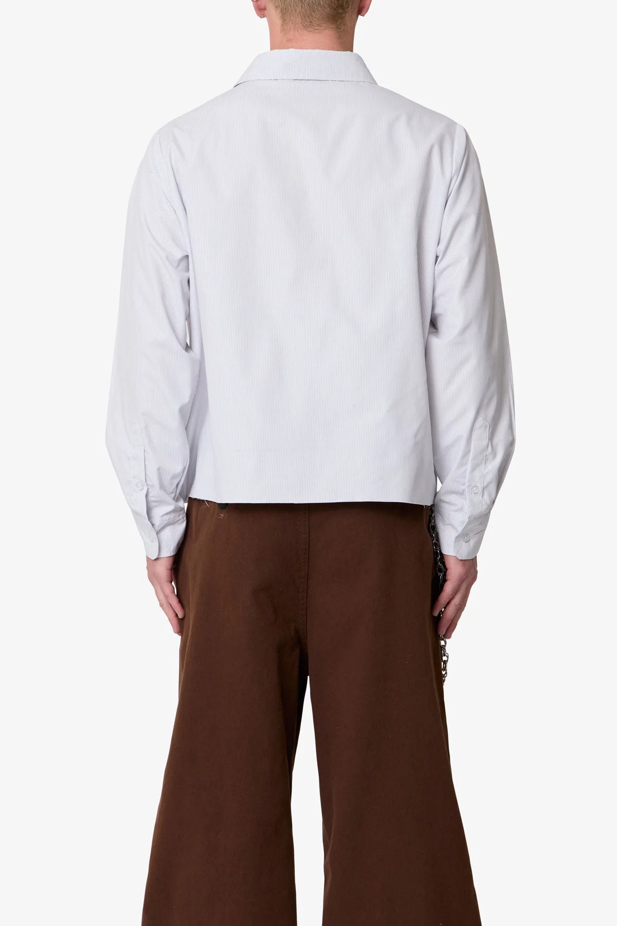 Striped L/S Button Up Shirt - Grey/White - Image 5