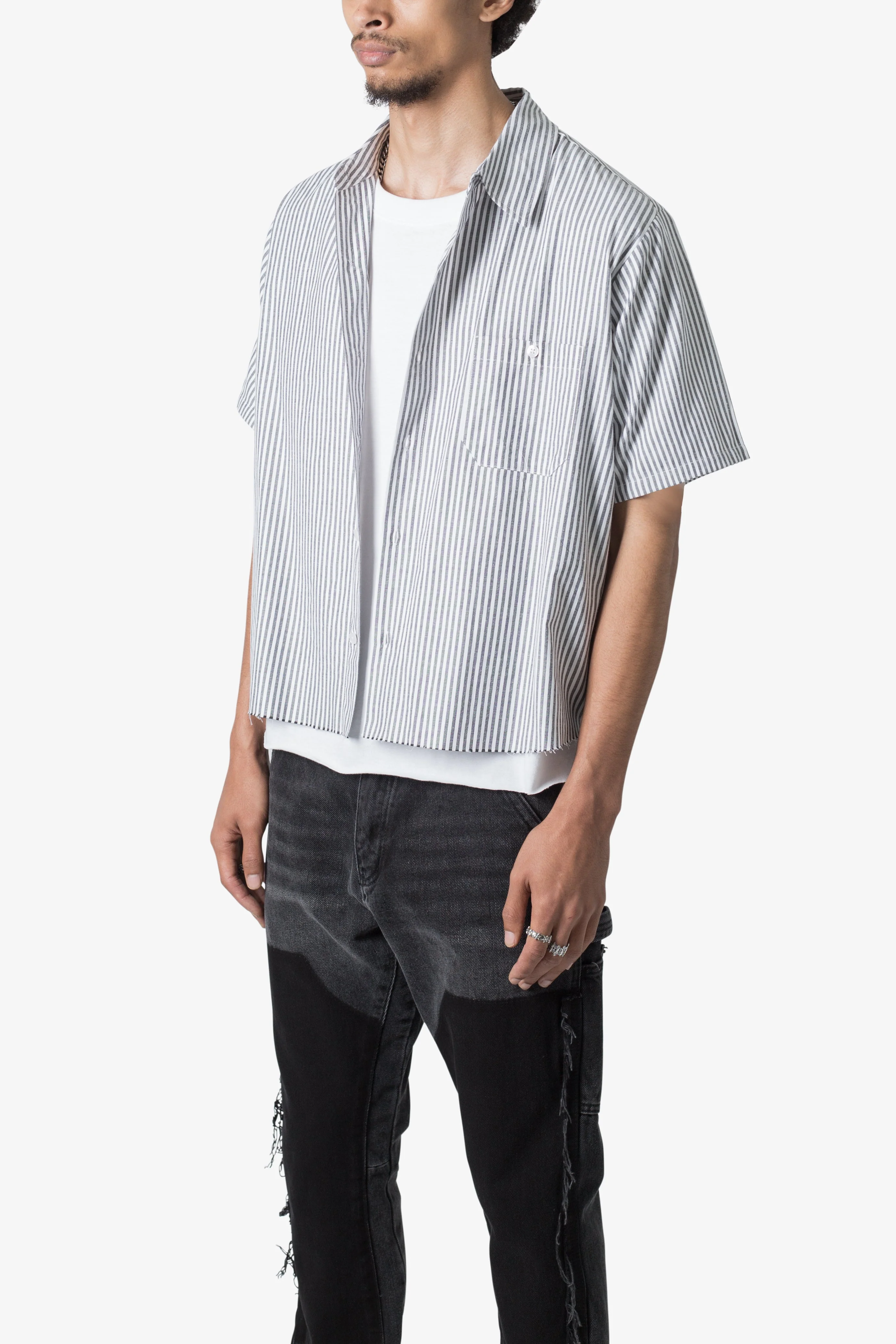 Striped S/S Shirt - Grey/White - Image 3
