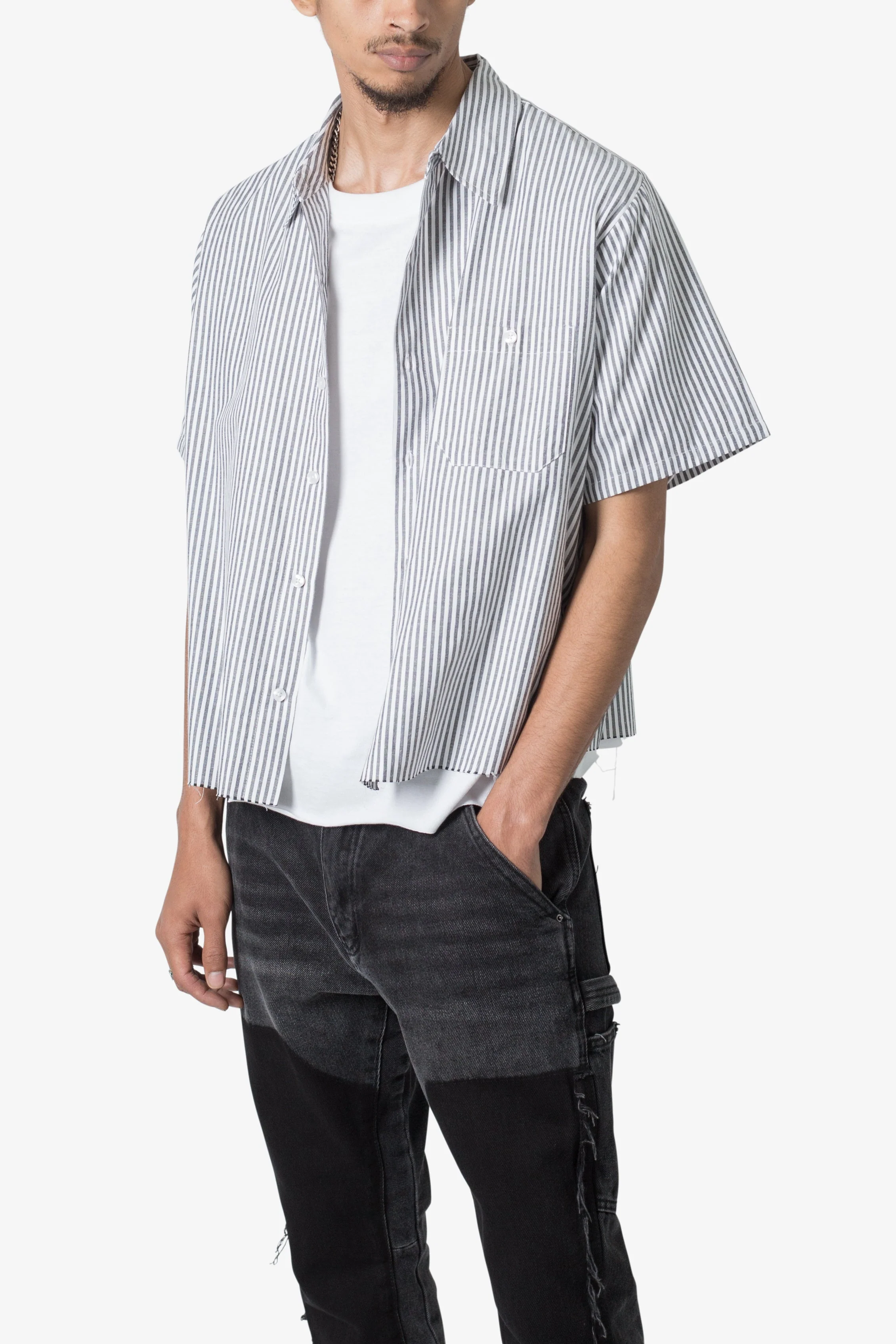 Striped S/S Shirt - Grey/White - Image 6