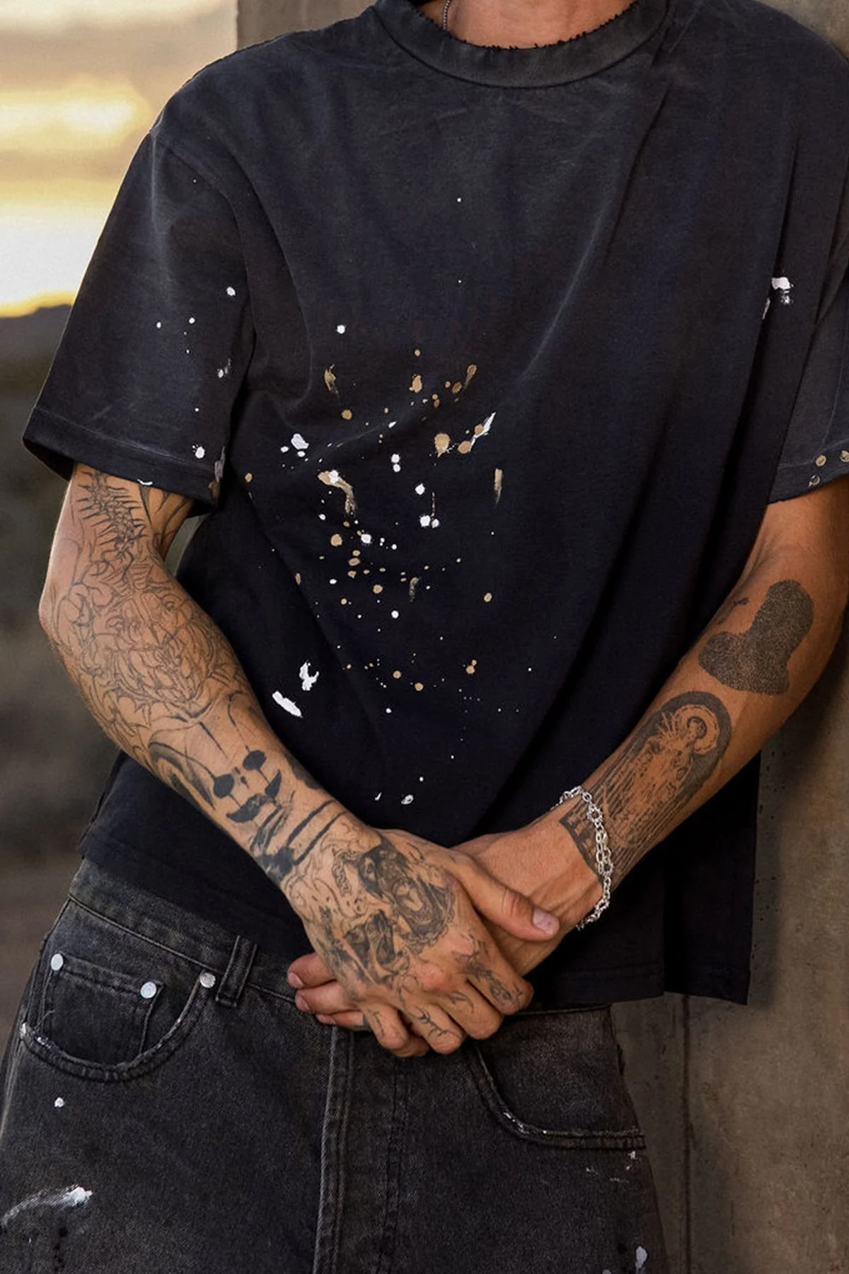 Sun Beat Painter Tee Shirt - Washed Black - Image 3