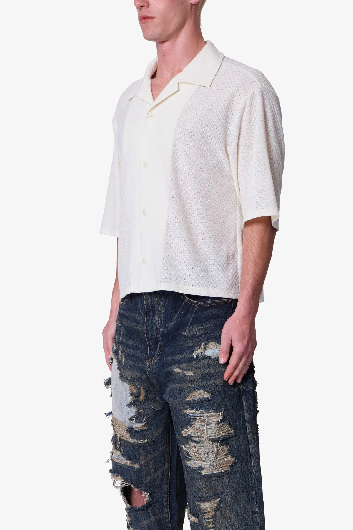 Diamond Knit Shirt - Off White - Image 3