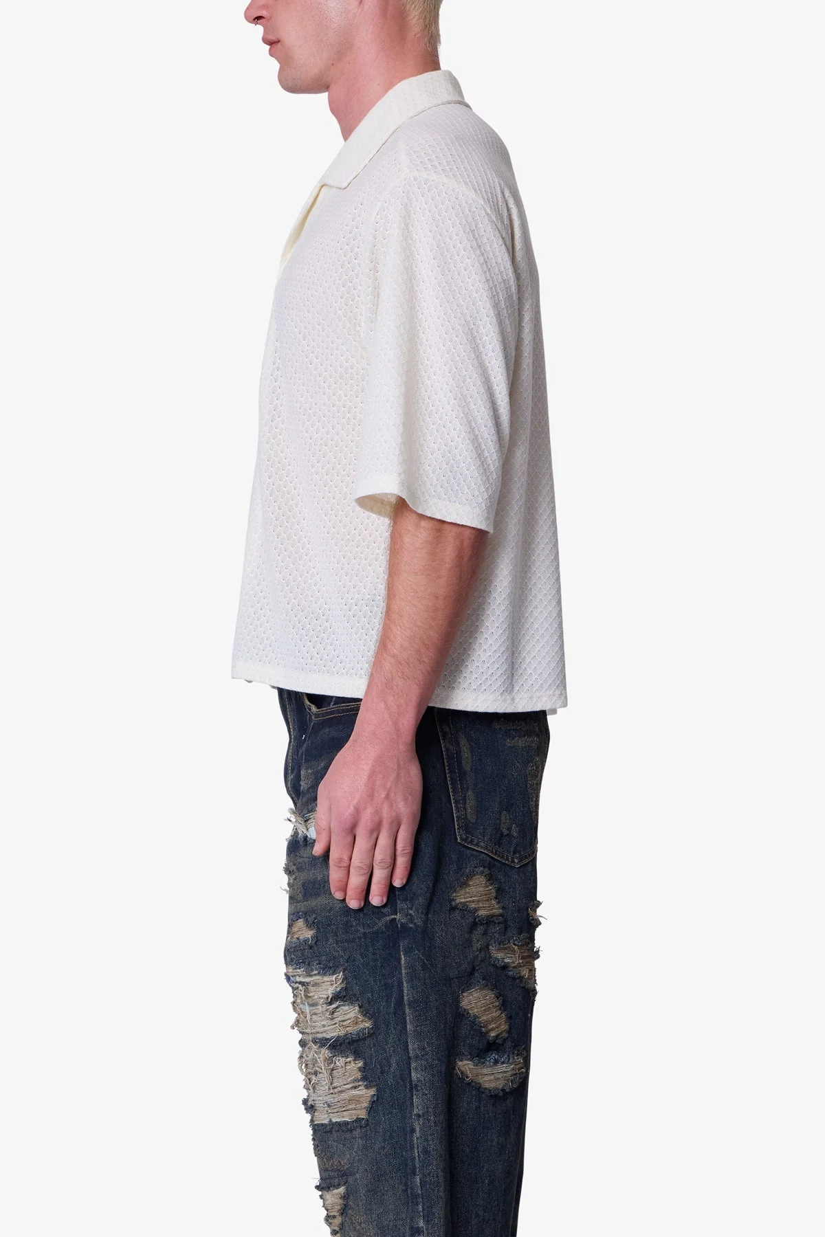 Diamond Knit Shirt - Off White - Image 4