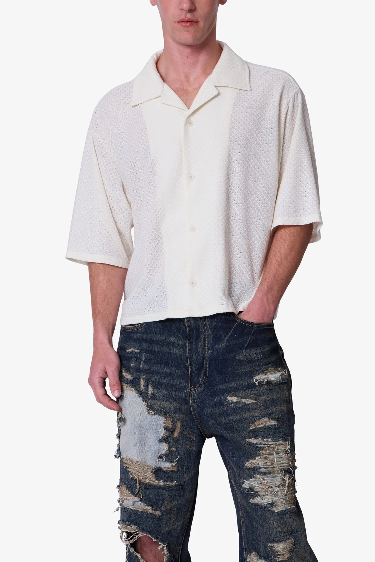 Diamond Knit Shirt - Off White - Image 6