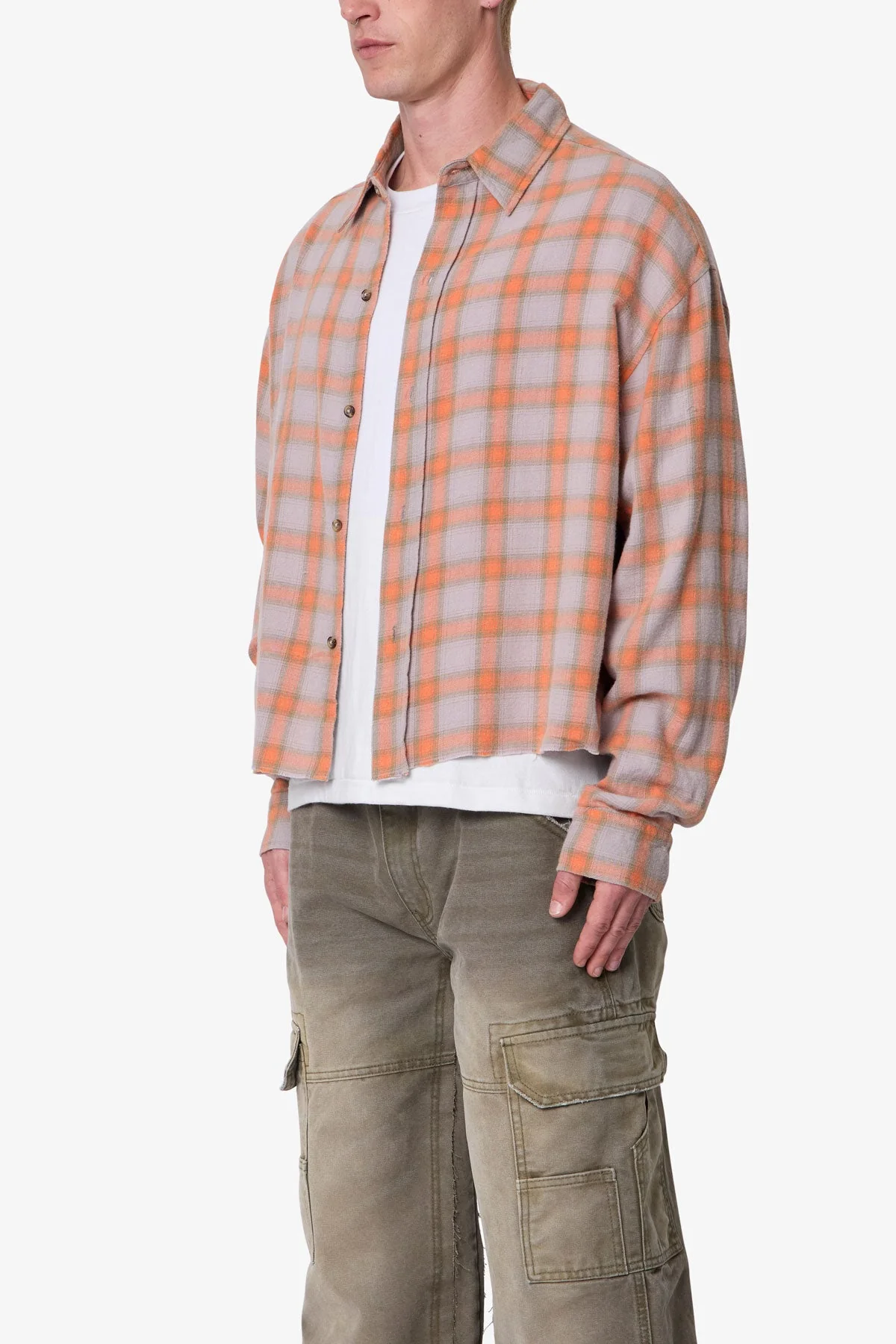 Vintage Cropped Flannel Shirt - Red - Image 3