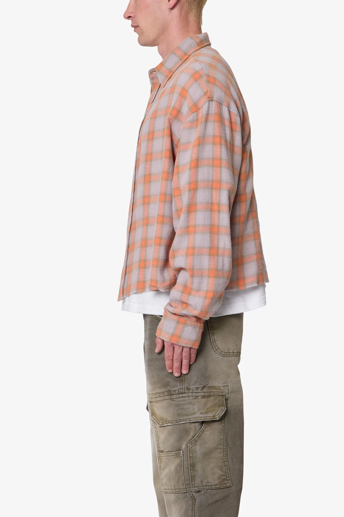 Vintage Cropped Flannel Shirt - Red - Image 4