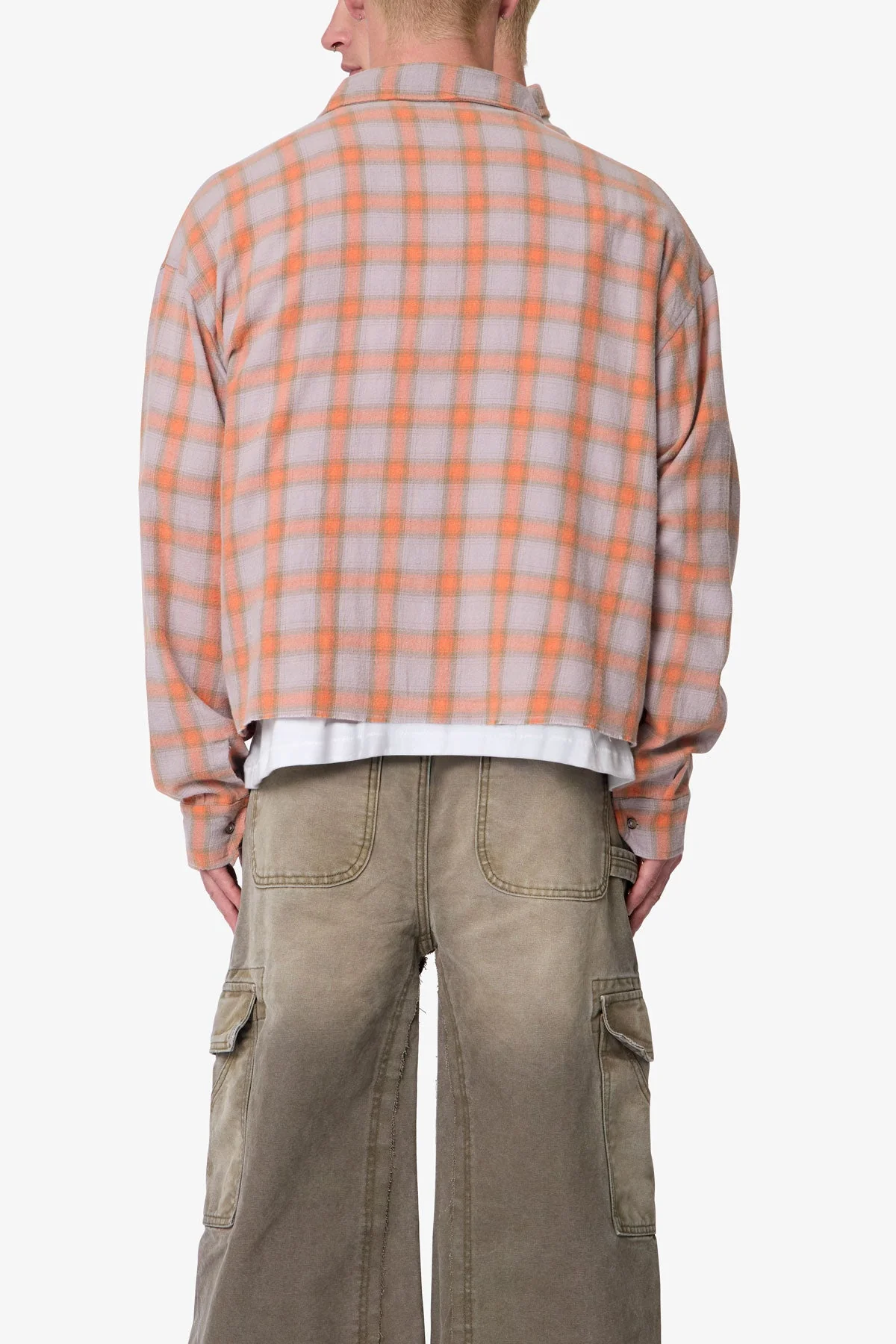 Vintage Cropped Flannel Shirt - Red - Image 5