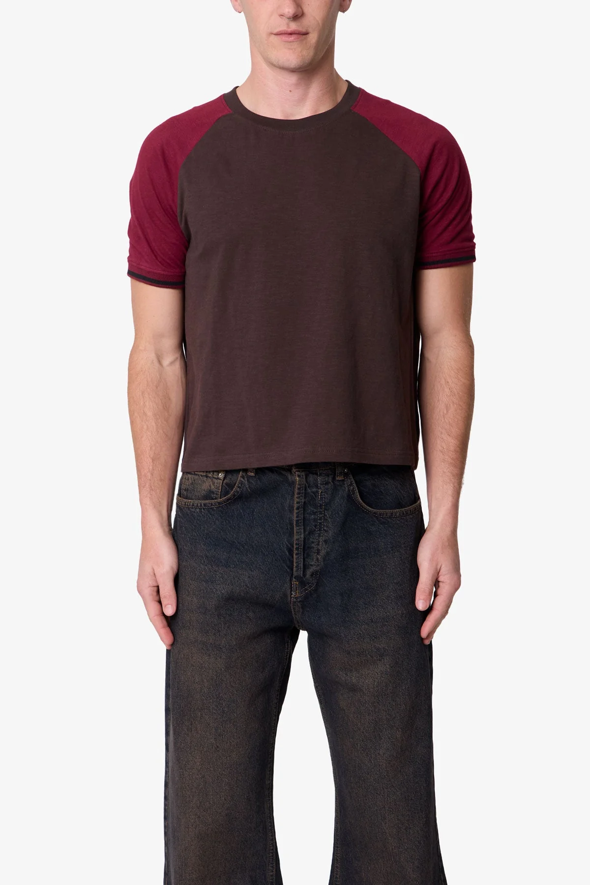 Vintage Ringer Tee - Brown/Burgundy - Image 2