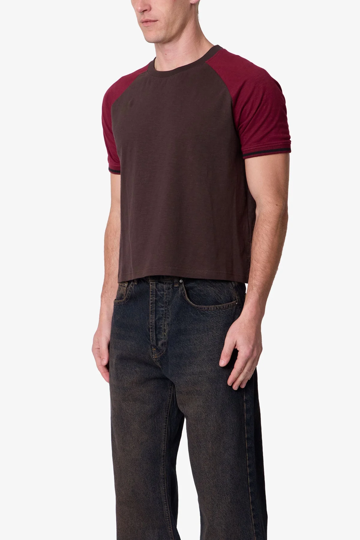 Vintage Ringer Tee - Brown/Burgundy - Image 3