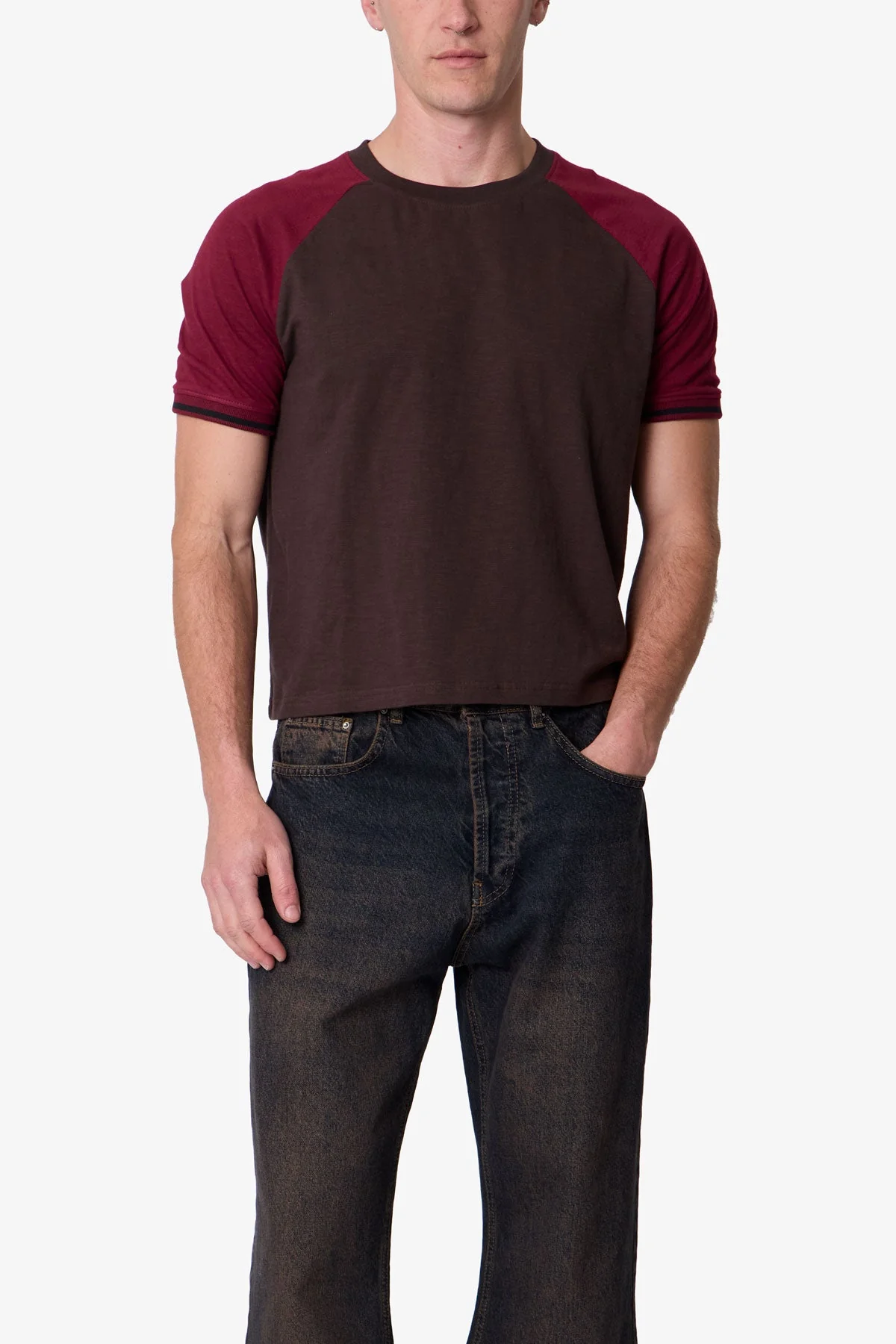 Vintage Ringer Tee - Brown/Burgundy - Image 6